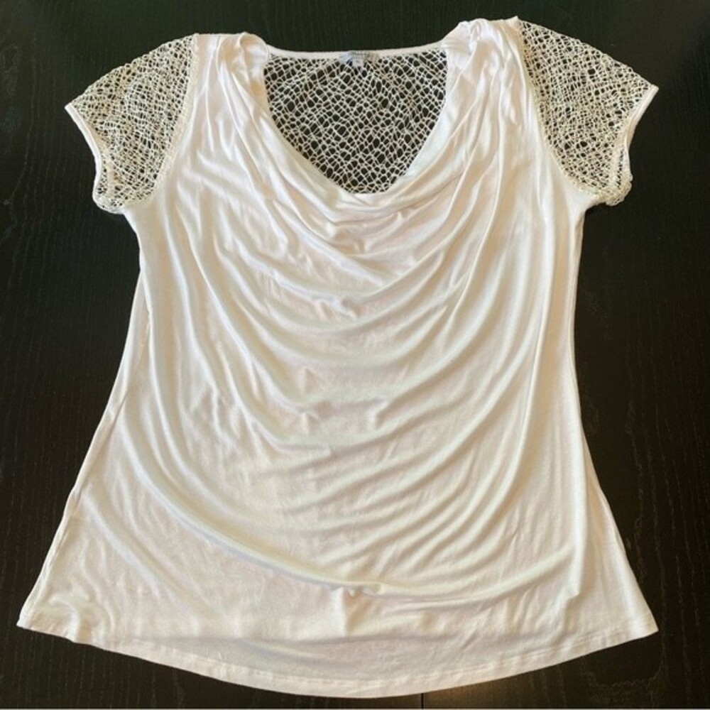Sexy Sheer Lacey Net Detail White Vintage Sexy Mesmerize Brand Top Size XL
